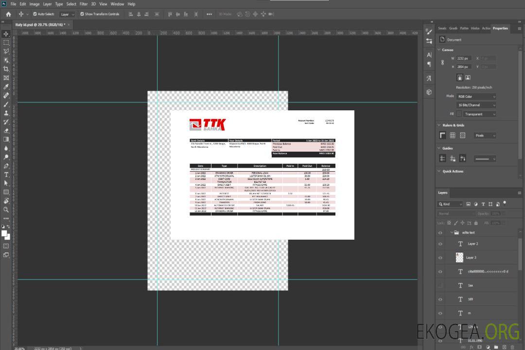Modèle de relevé bancaire TTK de Macédoine au format Word et PDF template Modèle de relevé bancaire TTK de Macédoine au format Word et PDF template